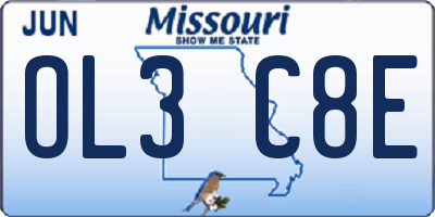 MO license plate OL3C8E