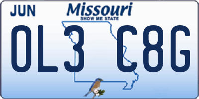 MO license plate OL3C8G