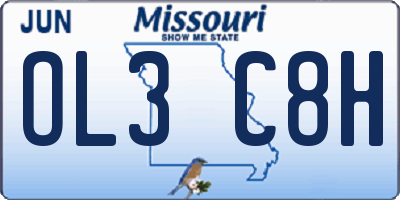 MO license plate OL3C8H