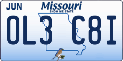 MO license plate OL3C8I