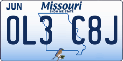 MO license plate OL3C8J