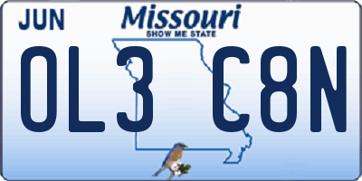 MO license plate OL3C8N