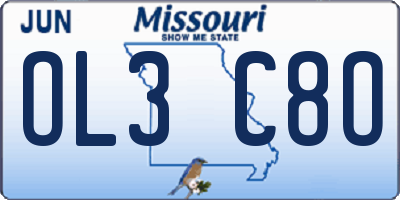 MO license plate OL3C8O