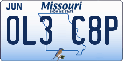 MO license plate OL3C8P