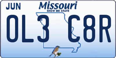 MO license plate OL3C8R