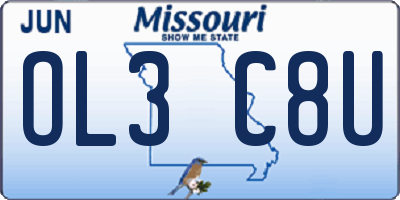 MO license plate OL3C8U
