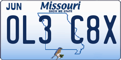 MO license plate OL3C8X