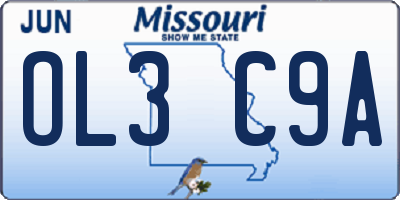 MO license plate OL3C9A