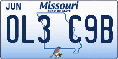 MO license plate OL3C9B