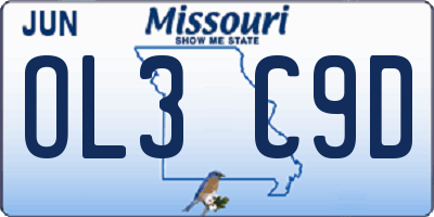 MO license plate OL3C9D