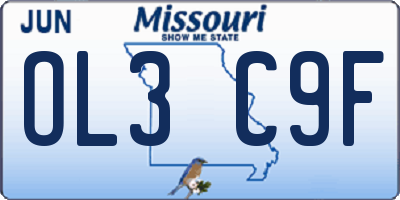 MO license plate OL3C9F