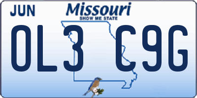 MO license plate OL3C9G