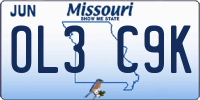 MO license plate OL3C9K