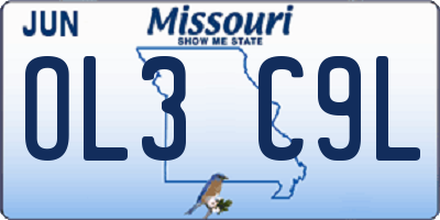 MO license plate OL3C9L