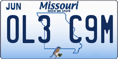 MO license plate OL3C9M