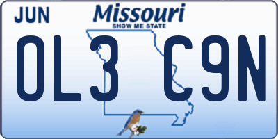 MO license plate OL3C9N