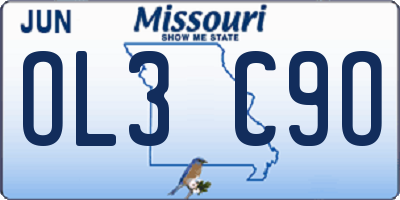 MO license plate OL3C9O