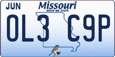 MO license plate OL3C9P