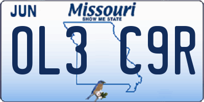 MO license plate OL3C9R