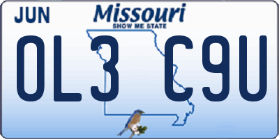 MO license plate OL3C9U