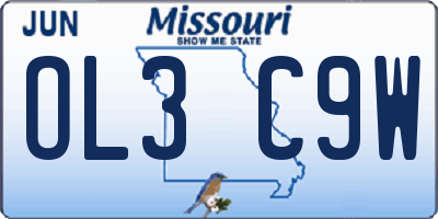 MO license plate OL3C9W