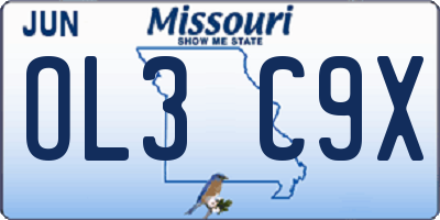 MO license plate OL3C9X