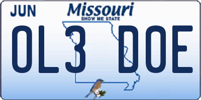 MO license plate OL3D0E