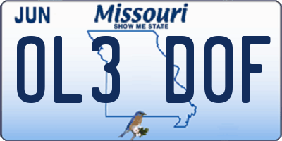MO license plate OL3D0F
