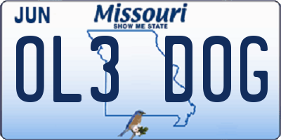 MO license plate OL3D0G