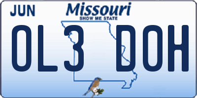 MO license plate OL3D0H