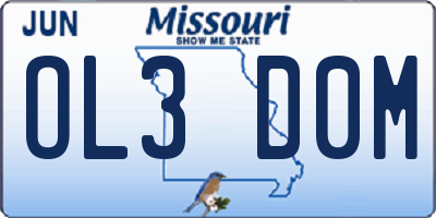 MO license plate OL3D0M