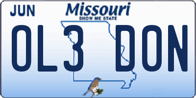 MO license plate OL3D0N