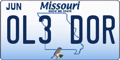 MO license plate OL3D0R