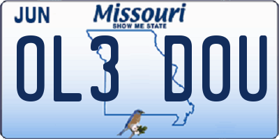 MO license plate OL3D0U