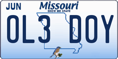 MO license plate OL3D0Y