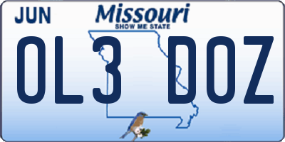 MO license plate OL3D0Z
