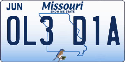 MO license plate OL3D1A