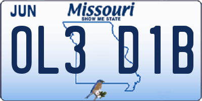 MO license plate OL3D1B