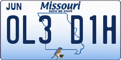 MO license plate OL3D1H