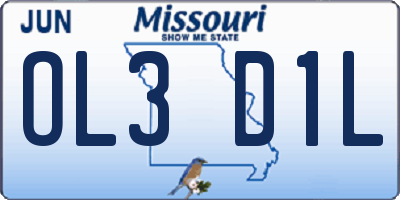 MO license plate OL3D1L