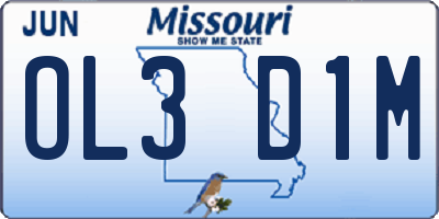MO license plate OL3D1M