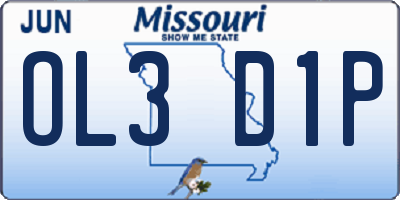 MO license plate OL3D1P