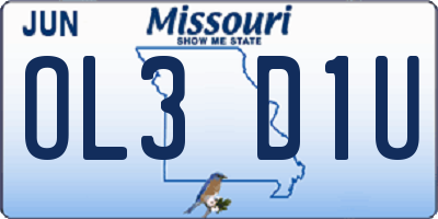 MO license plate OL3D1U