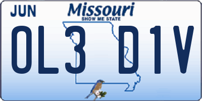 MO license plate OL3D1V