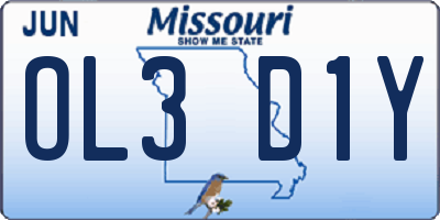 MO license plate OL3D1Y