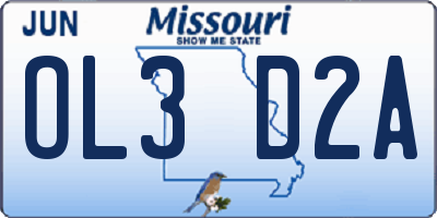 MO license plate OL3D2A