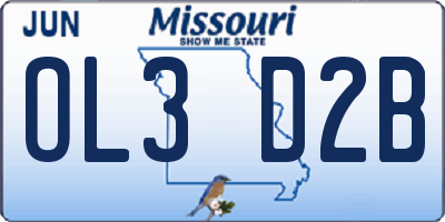 MO license plate OL3D2B