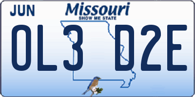 MO license plate OL3D2E