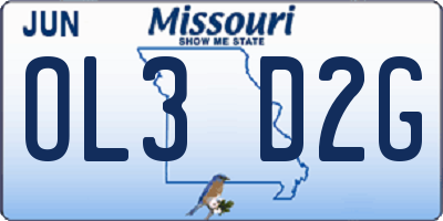 MO license plate OL3D2G