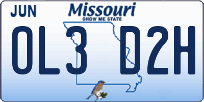 MO license plate OL3D2H